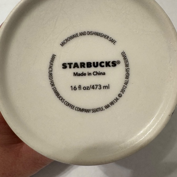 Starbucks Korea Mask 2012 16oz Global Icons Coffee Mug Red Inside - Picture 5 of 5